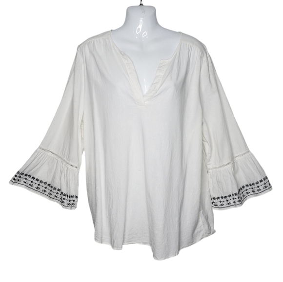 Reitmans Women's Peasant Top Bell Sleeve Embroidered Linen Blend Size 2X - Picture 12 of 12
